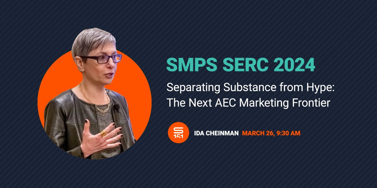 At #SMPSserc2024? Join my session tomorrow, 3/26 at 9:20 AM. I will share how #AEC firms can incorporate new technologies, including conversational marketing, chatbots, personalization and Generative AI to get ahead. 

 #SMPS #AECmarketing