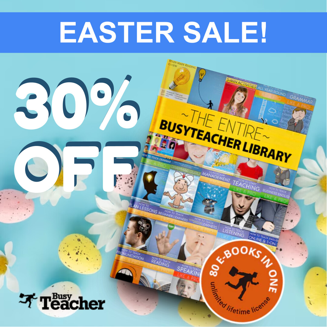 🥚📚 Crack open the savings this Easter! 📚🐇 Enjoy a delightful 30% discount on the Entire Busy Teacher Library - your ultimate resource hub for all things ESL! 🌸🎉 Don't miss out, hop on this offer today! 🌟 rpb.li/S1Dg