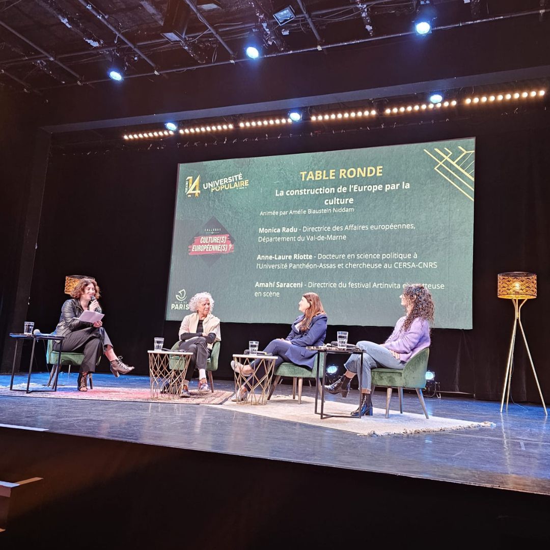 Invitée par le @theatre_14, Sophie Léron, Directrice générale @mtp2028 est revenue sur la dynamique d’ouverture et d’internationalisation #M28 et a partagé des actions culturelles visant à favoriser les échanges interculturels et créer un imaginaire européen commun. #EcocNews
