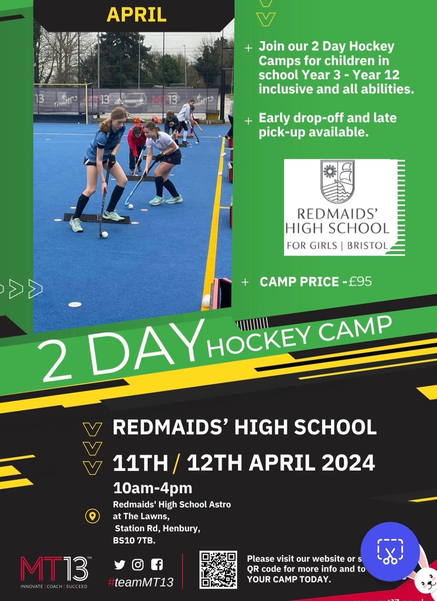 Calling all hockey players... there's still time to book onto this @MT__13 Easter hockey camp 🏑👍