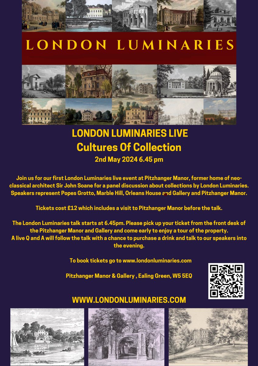 We are thrilled to announce our first ever live event taking place on Thursday 2nd May at Pitzhanger Manor- ‘Cultures of Collection’. Includes speakers from Orleans House Gallery, Marble Hill House & Pitzhanger Manor. Tickets just £12! Book here- londonluminaries.com/talk/cultures-…