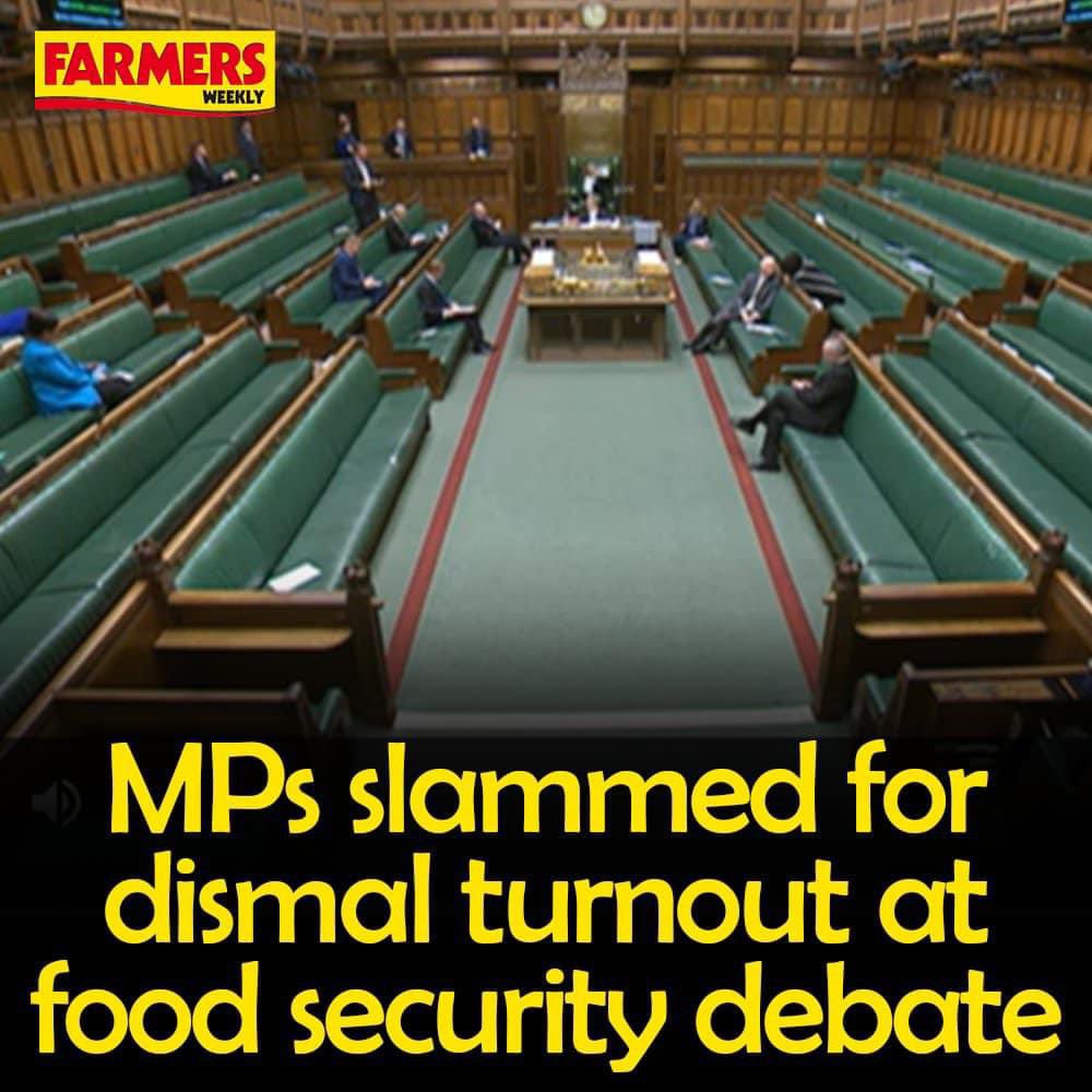 Mass absenteeism in the House of Commons last week. Clearly many of our tax funded MPs have more important priorities than to debate our food security…