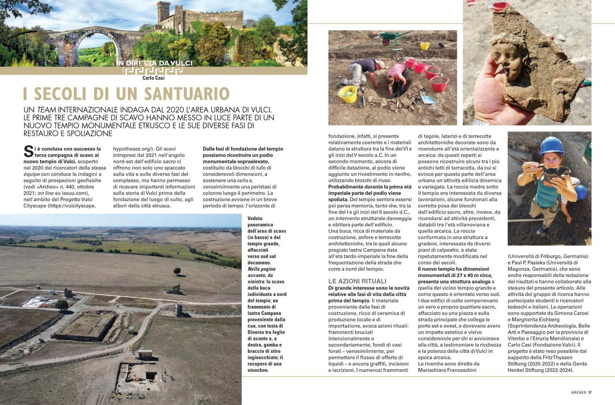 VulciCityscape's tweet image. 🗞 Per chi se lo fosse lasciato scappare... una panoramica della campagna di #scavo 2023 al nuovo #tempio monumentale arcaico di #Vulci in @_archeo ⛏️ 🏛💻#excavation #NewDiscovery

@SoprArcheologia #ParcodiVulci @DrMFranceschini @PPPasieka @UniFreiburg @uni_mainz @HenkelStiftung