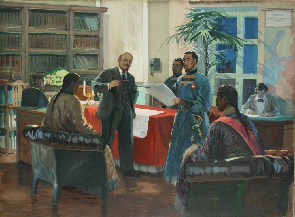 'Sükhbaatar visiting Lenin', painting by Kondraty Petrovich Belov, 1921