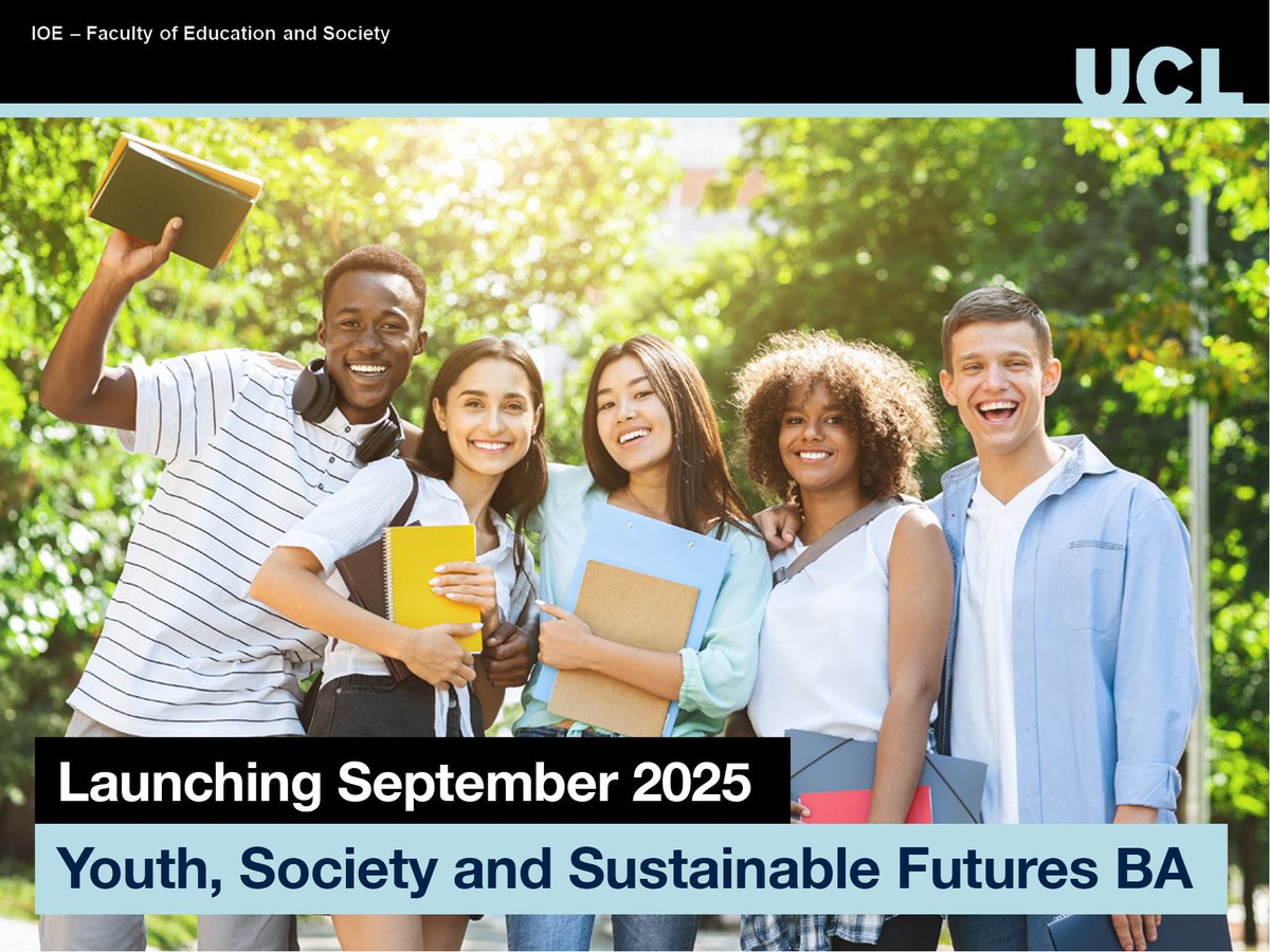 1/3 I am so excited to be able to announce our new undergraduate course BA (Hons) Youth, Society and Sustainable Futures @UCL_CCCSE @IOE_London ucl.ac.uk/prospective-st…