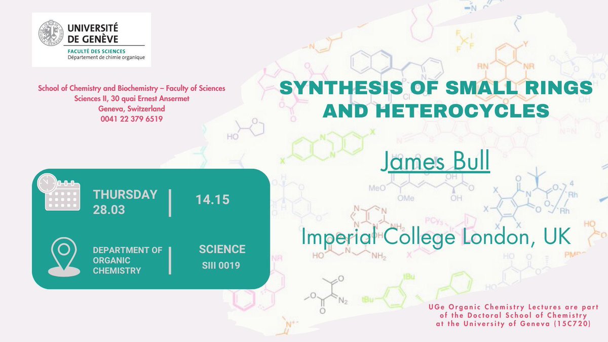 Join us for Prof. Bulls' talk on the synthesis of small rings and heterocycles.