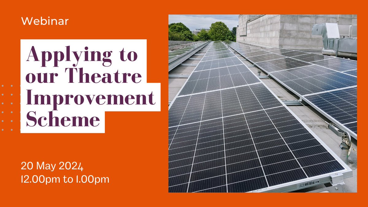 📅 Our grant scheme with @wolfsonfdn that focuses on improving environmental sustainability will be reopening soon with revised guidelines. Attend our webinar on 20 May for tips on making a strong application theatrestrust.org.uk/latest/events/…