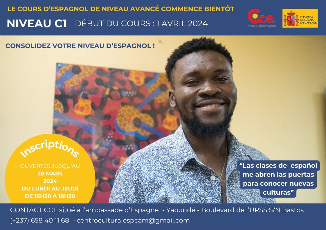 El 1 de abril comienza la nueva temporada de clases de español C1 en el Centro Cultural de la Embajada 🇪🇸. ¡Inscribíos esta semana! 📚 🖊 

Le 1er avril commence la nouvelle saison des cours d'espagnol C1 au Centre Culturel de l'Ambassade 🇪🇸. Inscrivez-vous cette semaine! 📚🖊