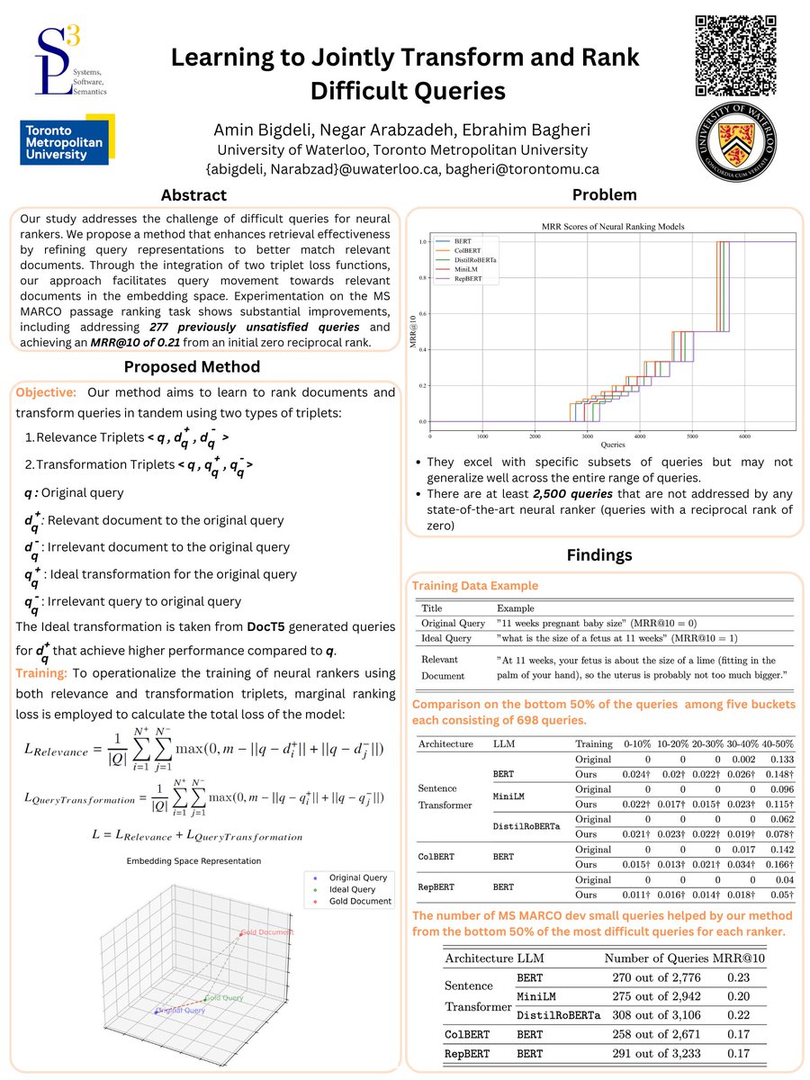 Amin Bigdeli (@amin_bigdelii) on Twitter photo I will be presenting our paper entitled "Learning to Jointly Transform and Rank Difficult Queries" w/ <a href="/NegarEmpr/">Negar Arabzadeh</a> and <a href="/ebrahim_bagheri/">Ebrahim Bagheri</a> today <a href="/ecir2024/">ECIR2024</a> poster session starting at 4:30 pm. I will be presenting our paper entitled "Learning to Jointly Transform and Rank Difficult Queries" w/ <a href="/NegarEmpr/">Negar Arabzadeh</a> and <a href="/ebrahim_bagheri/">Ebrahim Bagheri</a> today <a href="/ecir2024/">ECIR2024</a> poster session starting at 4:30 pm.