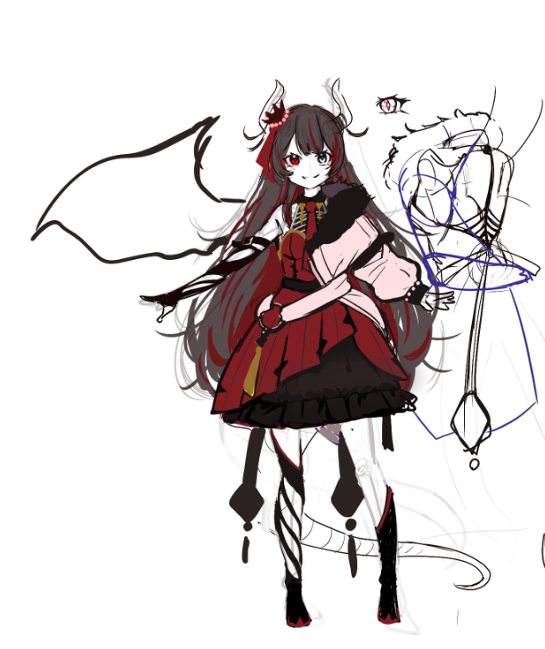 62KIIllust's tweet photo. 友達と絵チャで衣装デザインした https://t.co/xoQQGfy7pb