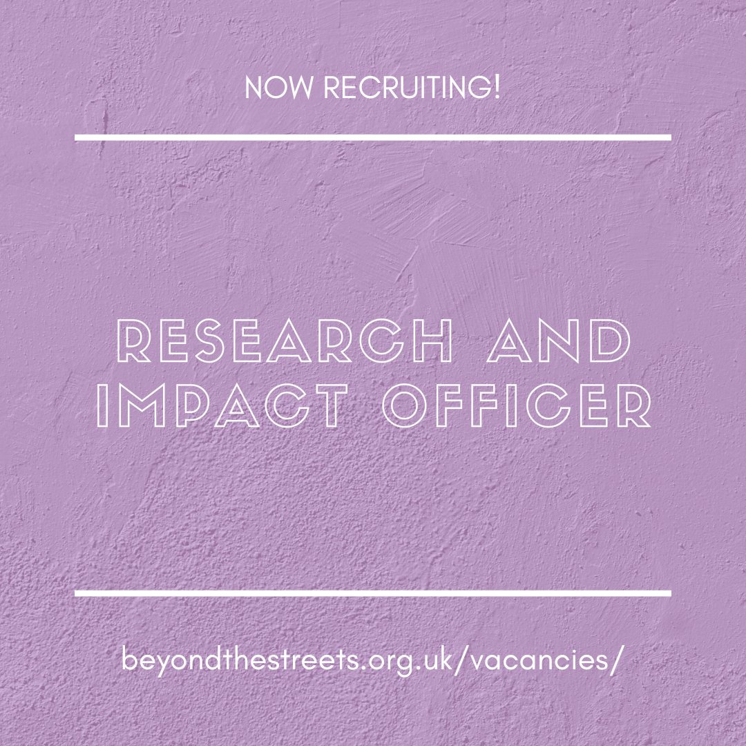 Are you an experienced #researcher, based in London or Southampton? Now #recruiting: 'Research and Impact Officer', supporting with monitoring and evaluation and delivery of our research, ensuring that our work is informed by #livedexperience. beyondthestreets.org.uk/vacancies/rese… #vacancy