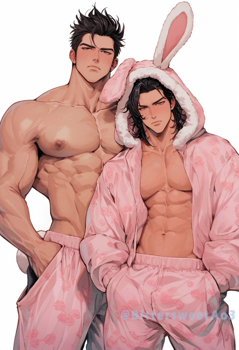 #nijijourney #MondayMood 
When you make the tough guys wear cute pajamas.