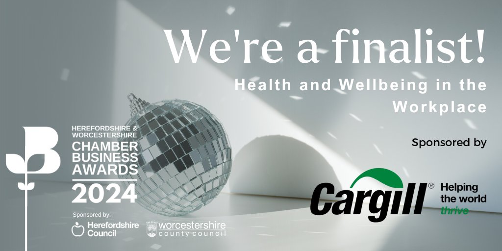 We are thrilled to announce that we are finalists in the Health & Wellbeing in the Workplace Category at the @HW_Chamber #BusinessAwards 2024. 😍
Sponsored by @Cargill  @worcscc  @HfdsCouncil #worcestershirehour