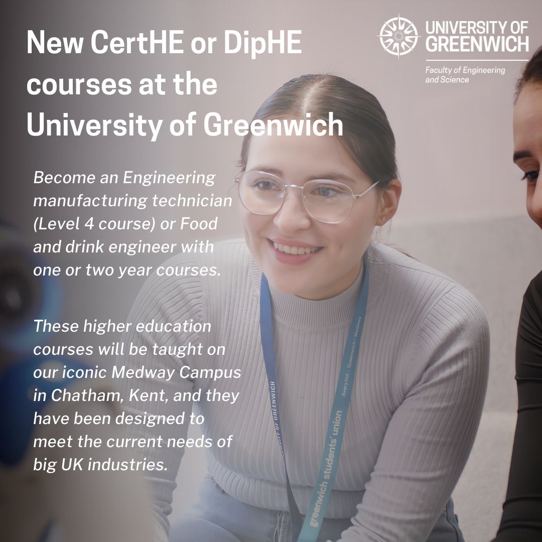 🤩 New CertHE or DipHE courses at the University of Greenwich🚀 🍽️ Become an engineering manufacturing technician or food and drink engineer with one or two year courses. Enrol Now ⭐ Learn more: orlo.uk/04O3o orlo.uk/37pOj'