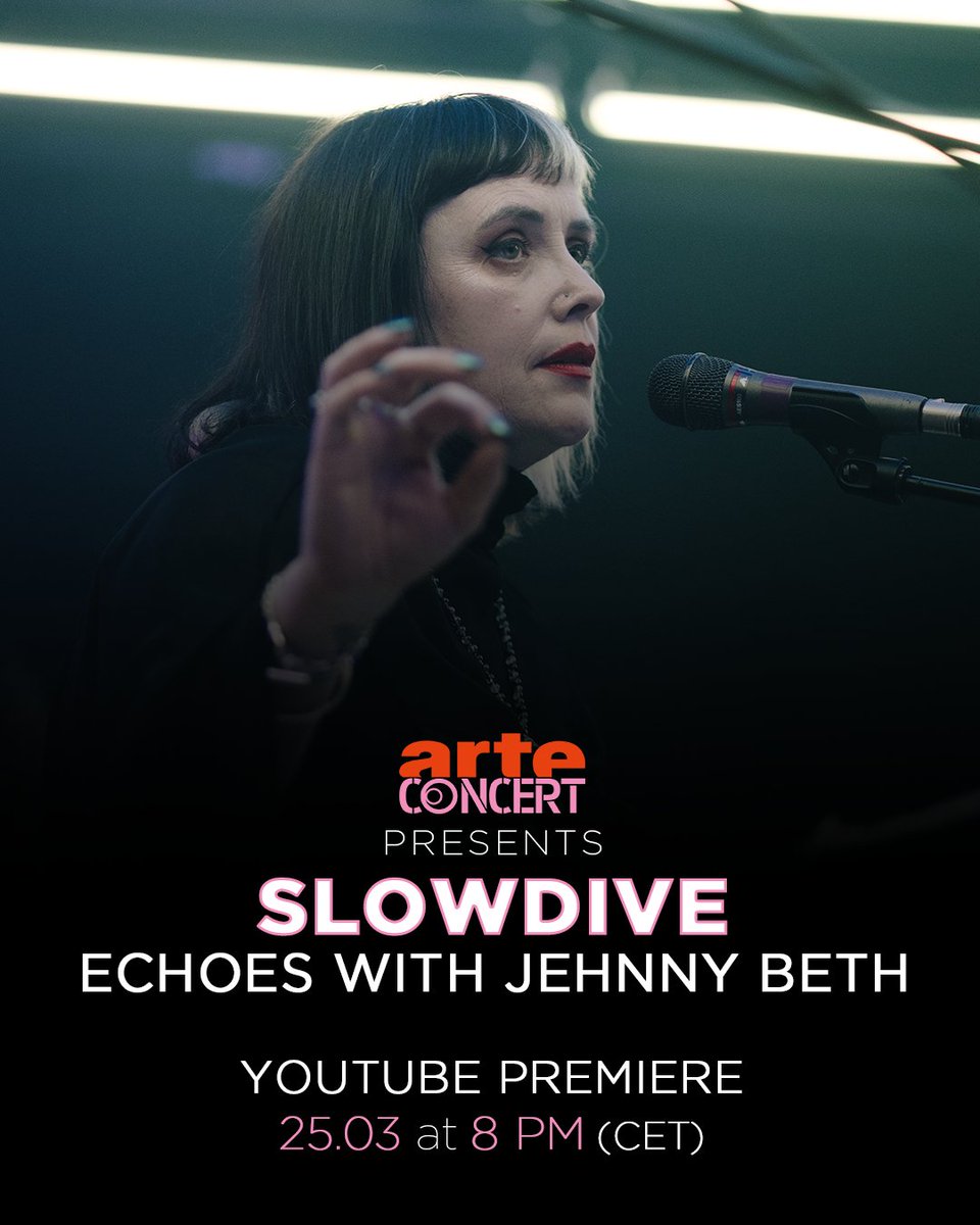 Our @ARTEconcertFR performance for Echoes with @jehnbeth premieres this evening. Watch from 7pm GMT / 8pm CET / 2pm ET / Midday PT -> YouTube: bit.ly/slowdive-echoes Facebook: facebook.com/ARTEConcert