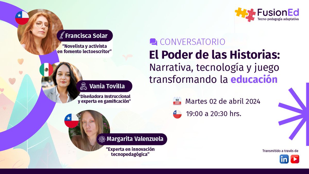 Únete a un conversatorio único sobre narrativa, tecnología y juego en la educación. Expertas como @FranSolar , @VaniaTovilla y Ma. Valenzuela compartirán cómo revolucionar el aprendizaje. 5btl4ornalb.typeform.com/to/OxfPrf7U?ty… #odite @EspiralOdite @xsune @NewsNeus @igrezan @maprats