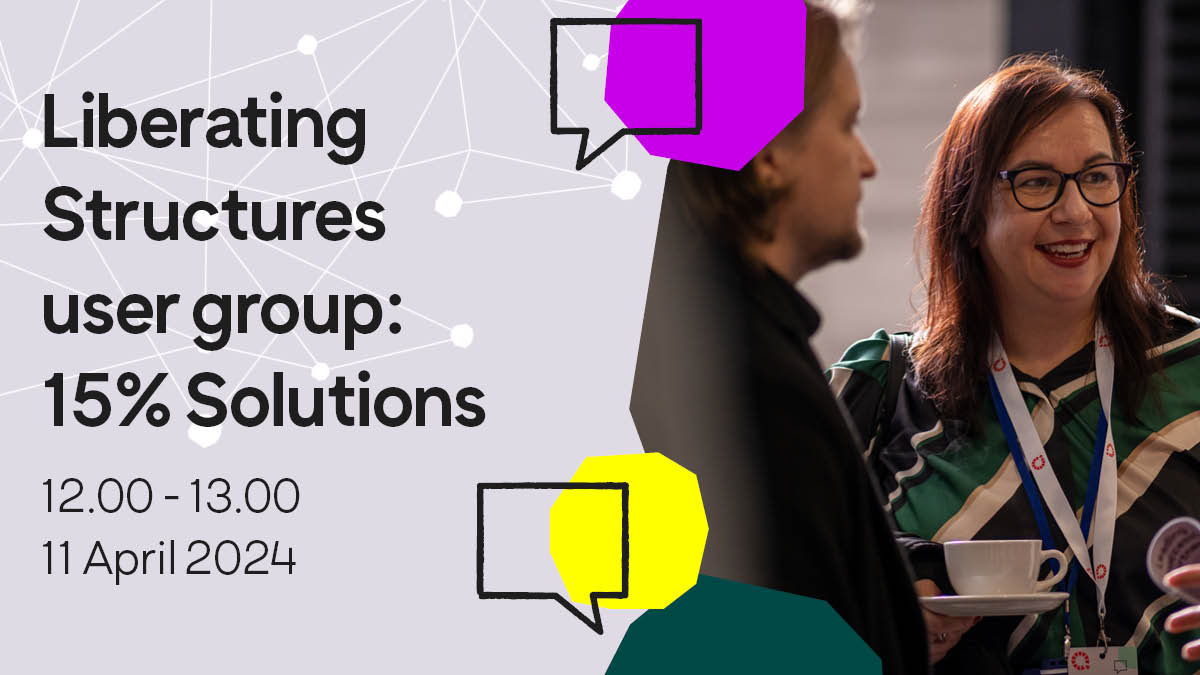 Try out some new #LiberatingStructures with us! Learn how to use 15% Solutions, a Liberating Structure designed to help you move from stagnation to action. Book: brnw.ch/21wIc9I