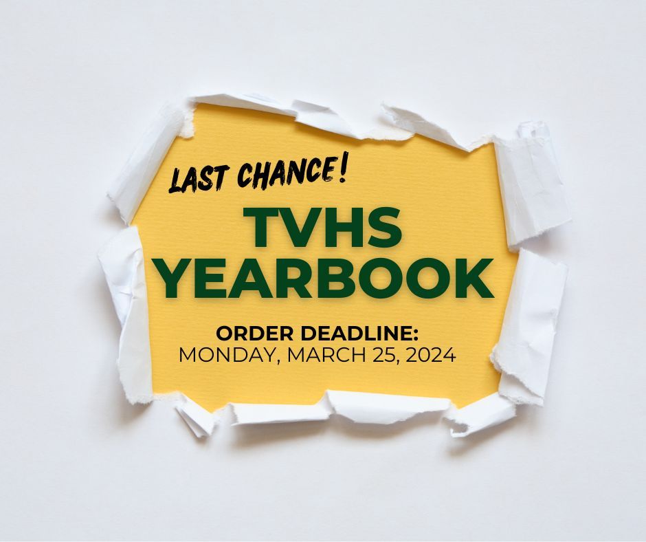 #MotivationMonday: Last chance! TODAY is the deadline to place orders for the Twin Valley High School yearbook. Our TVHS yearbook staff has been working hard to compile a great publication, so don’t miss out! Visit sscyearbooks.com to reserve your book.
