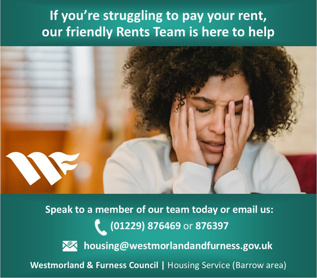 If you're struggling to pay your rent, please don't wait for the debt to build up - contact our friendly Rents Team as soon as you can as there are a number of ways we can help. Amanda our expert Benefits Officer can also check your benefit entitlement - call her on 01229 876581