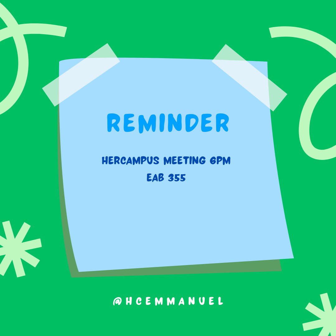 Reminder for today! General members meeting is tonight at 6pm in room eab 355🤍