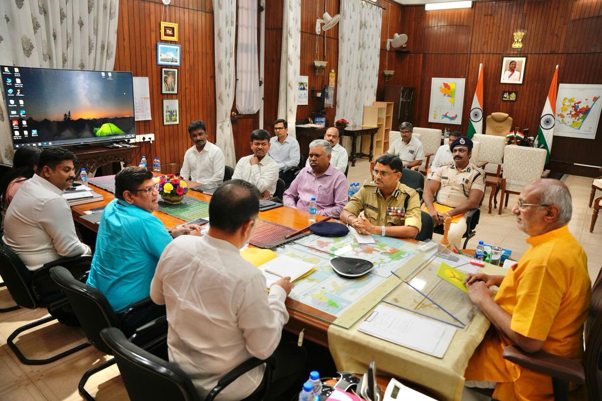 Held a review meeting with officials today at Puducherry Raj Nivas.