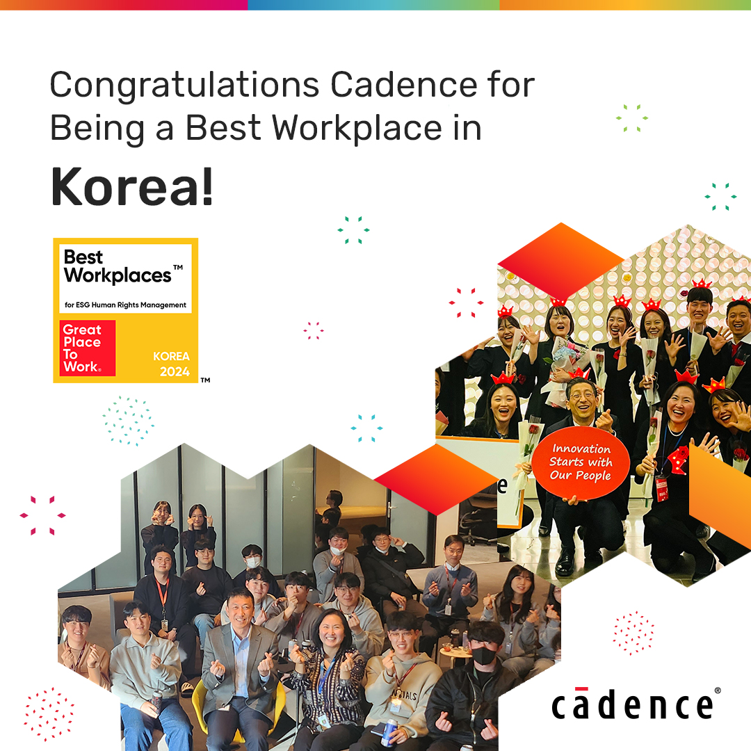 Congratulations to our team in Korea for being recognized as #4 on the Best Workplaces in Korea list! 🥳
 
#gptw4all #WeAreCadence