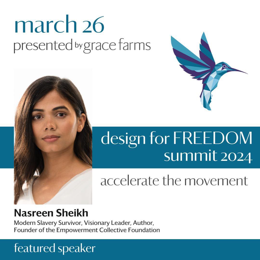 _nasreensheikh's tweet image. &quot;Honored to be the closing keynote speaker at the Grace Farms Foundation&apos;s &quot;Design for Freedom Summit&quot;. @GraceFarmsCT  A day of action and awareness as we design a more humane future on March 26, 2024, at Grace Farms in New Canaan, CT.

#EndModernSlavery #DesignForFreedom