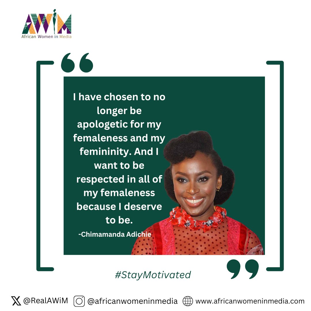 Embrace the strength and grace of your femininity this week. Let these words from Chimamanda Adichie inspire you to own every moment this week and beyond. #MondayMotivation #EmbraceYourFemininity #women