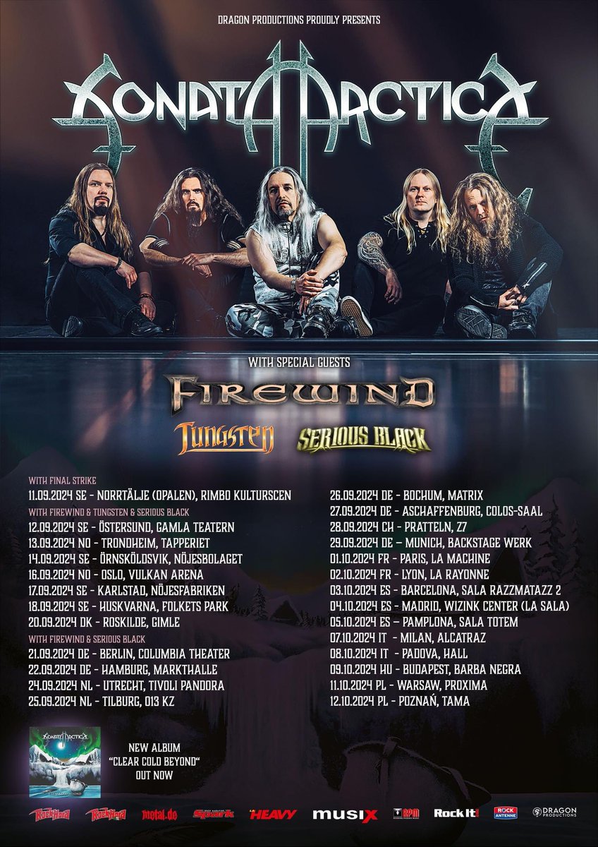 ’Clear Cold Beyond’ European tour announced Tour dates and tickets: sonataarctica.info/tour