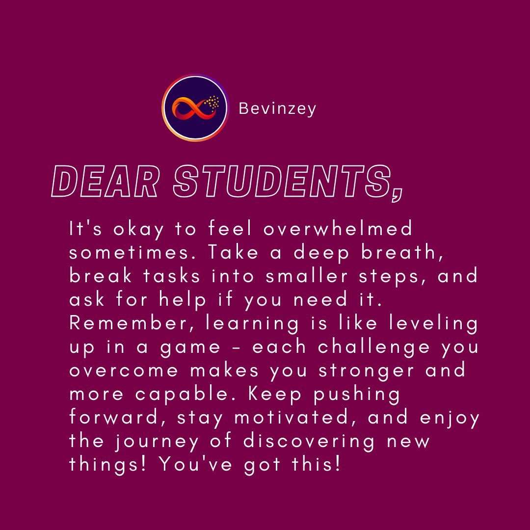 To all students facing challenges, remember it's okay to feel overwhelmed. Break tasks into smaller steps, ask for help when needed, and stay focused on your goals. Every obstacle you overcome is a step closer to success. 📚 
#StudentMotivation #YouCanDoIt