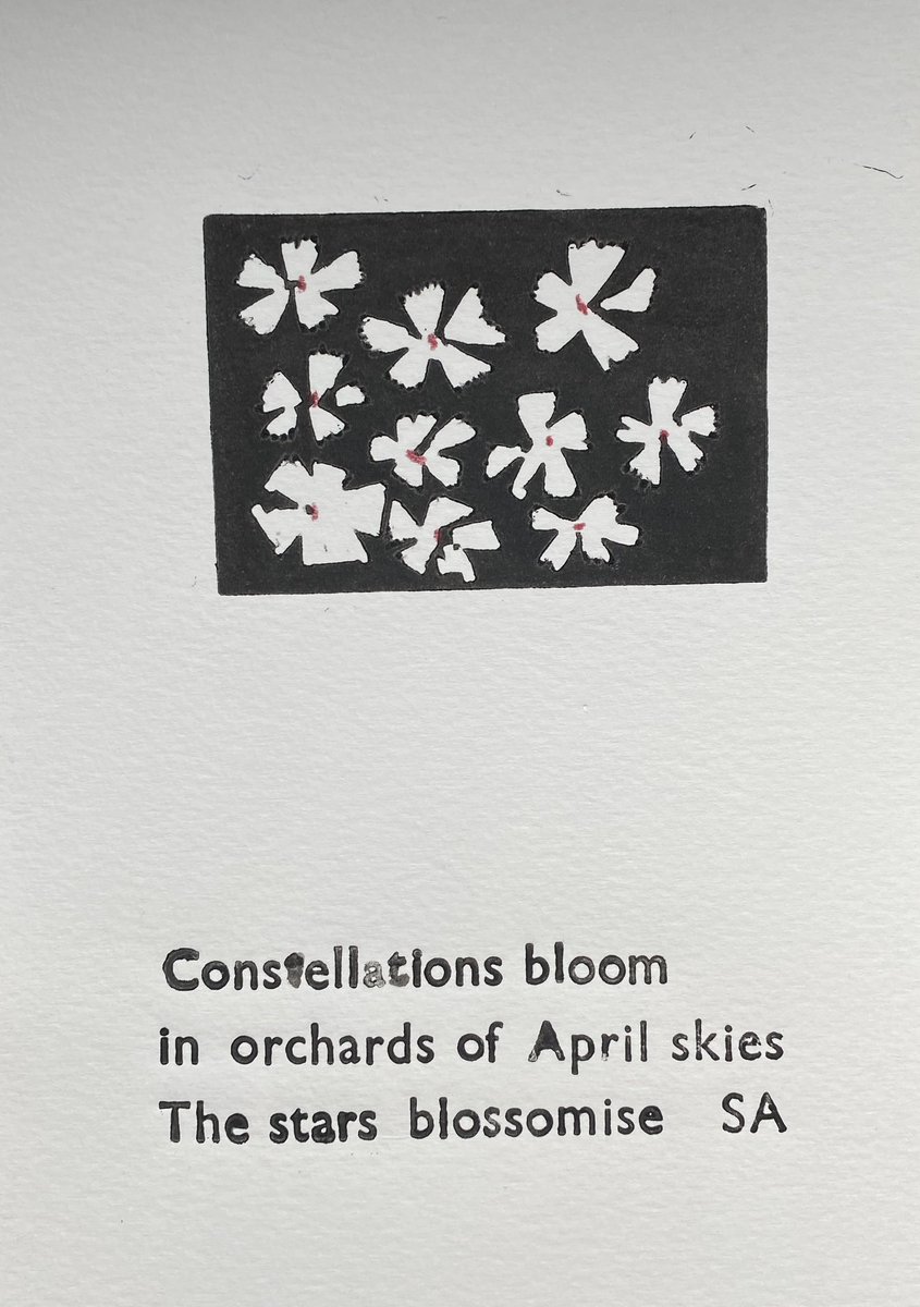 Trying out letterpress and linocut to illustrate some of Simon Armitage Blossomise haikus