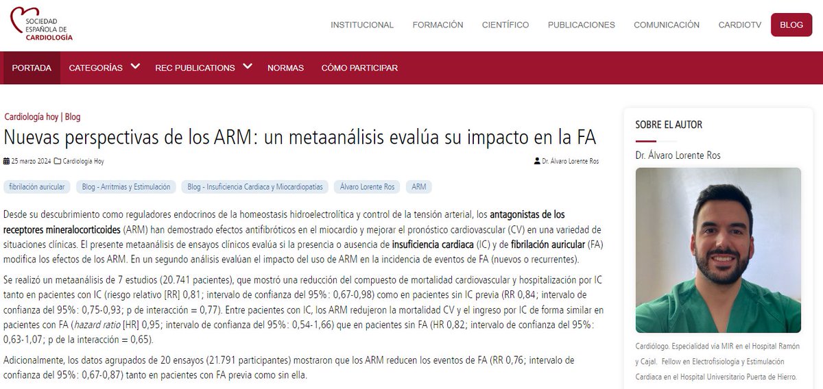 Soc Esp Cardiología (@secardiologia) on Twitter photo .<a href="/al_aloro/">alvaro lorente</a>: “Un metaanálisis de Oraii y colaboradores mostró descenso significativo pero modesto del riesgo de FA durante seguimiento en pacientes tratados con ARM; reducción relativa 24%, absoluta del 1,2% (seguimiento medio ±30 m)". #BlogSEC <a href="/JovenesSec/">JóvenesSEC</a> ow.ly/tt6c50R0Oac .<a href="/al_aloro/">alvaro lorente</a>: “Un metaanálisis de Oraii y colaboradores mostró descenso significativo pero modesto del riesgo de FA durante seguimiento en pacientes tratados con ARM; reducción relativa 24%, absoluta del 1,2% (seguimiento medio ±30 m)". #BlogSEC <a href="/JovenesSec/">JóvenesSEC</a> ow.ly/tt6c50R0Oac