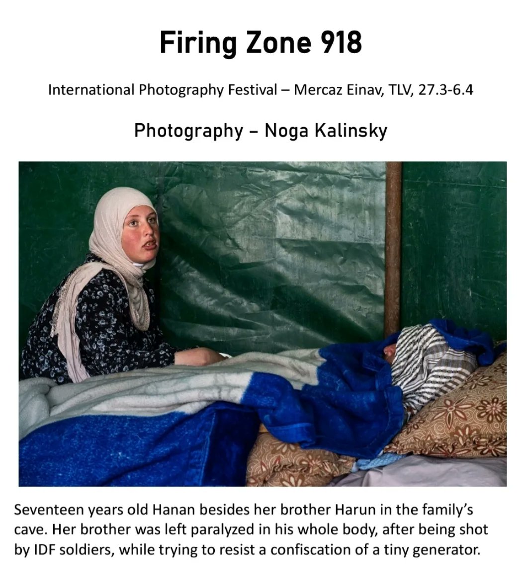 Noga Kalinsky's photo exhibition - 11th International Photo Exhibition 'Firing Zone 918' [Masafer Yatta] Enav Centre Tel Aviv 27.3 - 6.4.24
Free Entrance.
#masaferyatta #savemassaferyatta #documentaryphoto
#photography #occupation #femalephotographer