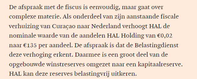 NicoInberg's tweet photo. Fijn dat er ook bedrijven terugkeren vanwege de #dividendbelasting #HAL https://t.co/gglIuBxHZU