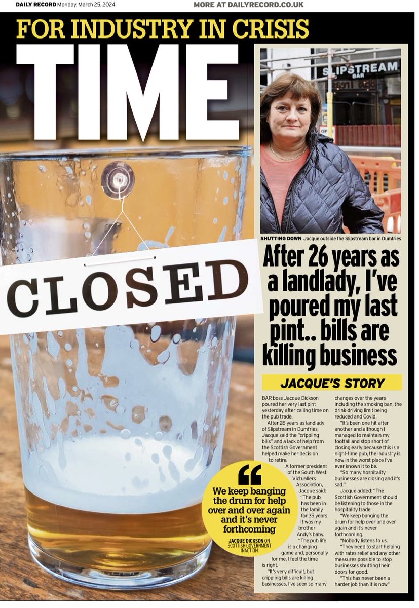 LAST ORDERS AT 8PM 😱- @Daily_Record⁩ Devastating poll from ⁦@beerandpub⁩ shows that the trade is being wiped out with last orders for many being called. Due to lack of support from ⁦@scotgov⁩. Scotland suffering more than rest of UK ⁦⁦@scothospgroup⁩