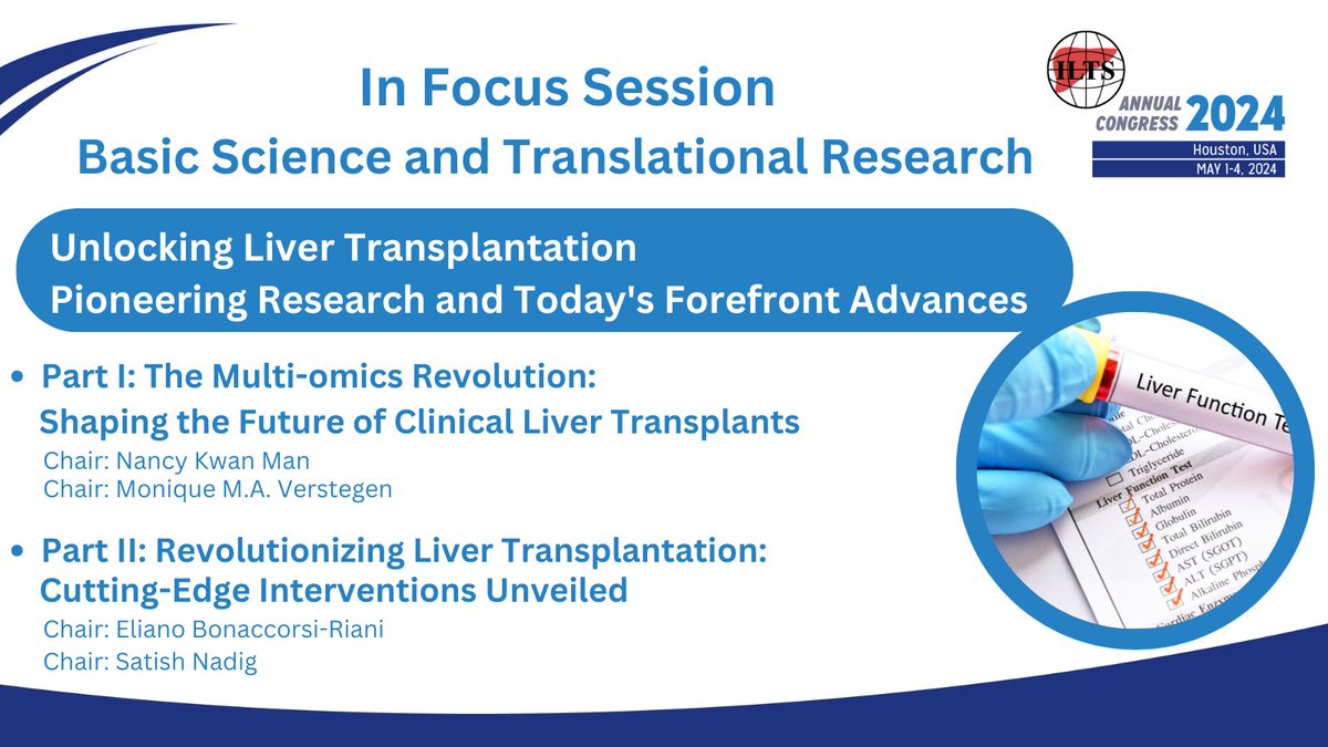 Join us at #ILTS2024 for an exclusive In Focus Session on #BasicScience and #TranslationalResearch! From demystifying #multi-omics to revolutionary interventions. Groundbreaking insights. Don't miss out! loom.ly/DpJkIyY #LiverTransplantation #LiverTwitter