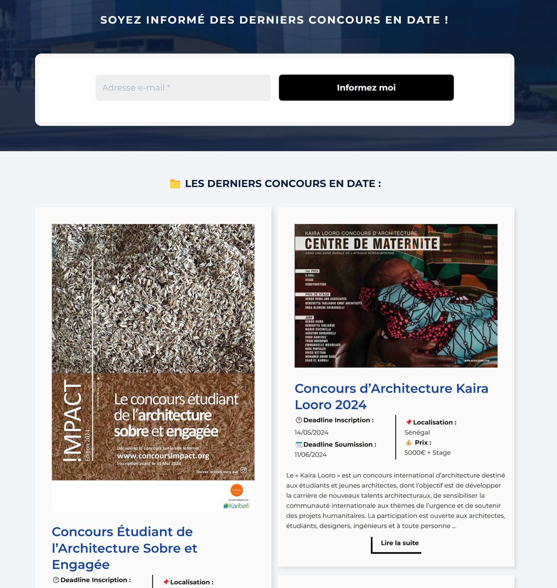 Après Afrikut (qui a 5 ans now🤯), je lance un autre projet à destination de mes confrères archi : un répertoire des concours en cours.

Le site est : t.ly/_POf6

Longtemps frustré qu'il n'y ait pas une plateforme qui centralise tout ça

So I did it

RT appréciés🙌