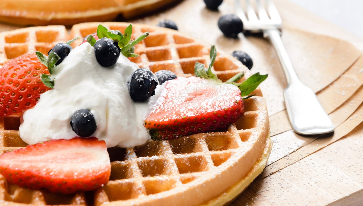 Happy #internationalwaffleday! This classic #breakfast dish is most popular in Belgium, although it is eaten worldwide. It is often enjoyed with fruit, maple syrup, or #nutella or eaten with fried chicken as a dinner. Try making chicken and #waffles tonight for dinner! #waffle