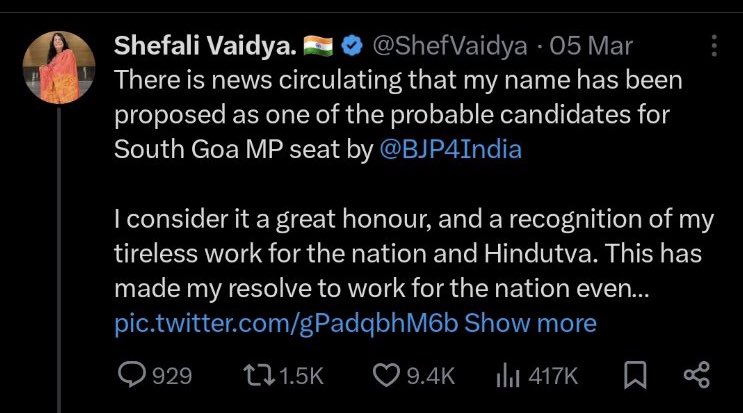 Jaya Vel (@jaya_vel1) on Twitter photo SM par saree pehen kar naachi, jhooth failaya Modiji ke liye, Phir bhi Modiji ne mera ticket rukwa diya Papa. -<a href="/ShefVaidya/">Shefali Vaidya. 🇮🇳</a> SM par saree pehen kar naachi, jhooth failaya Modiji ke liye, Phir bhi Modiji ne mera ticket rukwa diya Papa. -<a href="/ShefVaidya/">Shefali Vaidya. 🇮🇳</a>