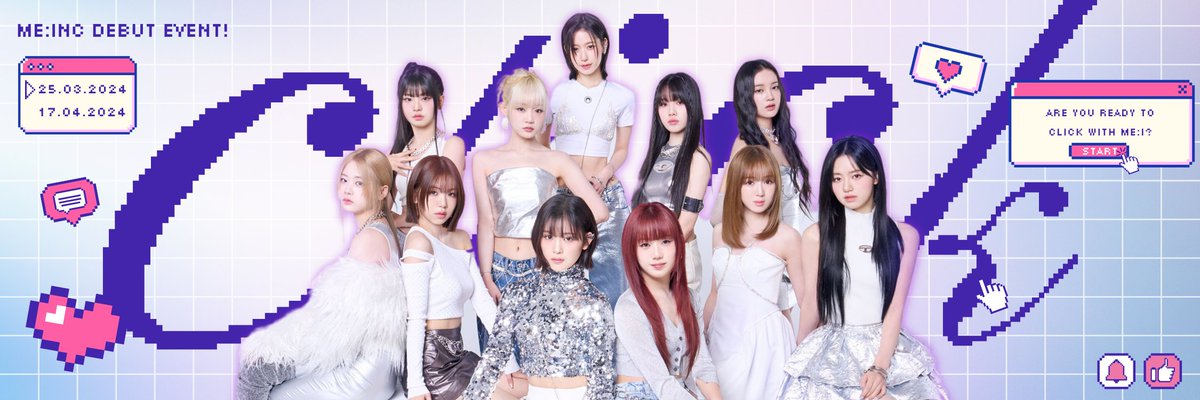 Join us as we soar every beats in frames on the scenes, celebrating the much-anticipated release of 𝙈𝙀:𝙄's debut music video, “𝗖𝗟𝗜𝗖𝗞” with an explosion of enjoyment that we put into a 𝘬𝘢𝘳𝘢𝘧𝘶𝘳𝘶 twibbon!  

▶︎s.id/24ovB
▶︎bingkai.in/clickme-i