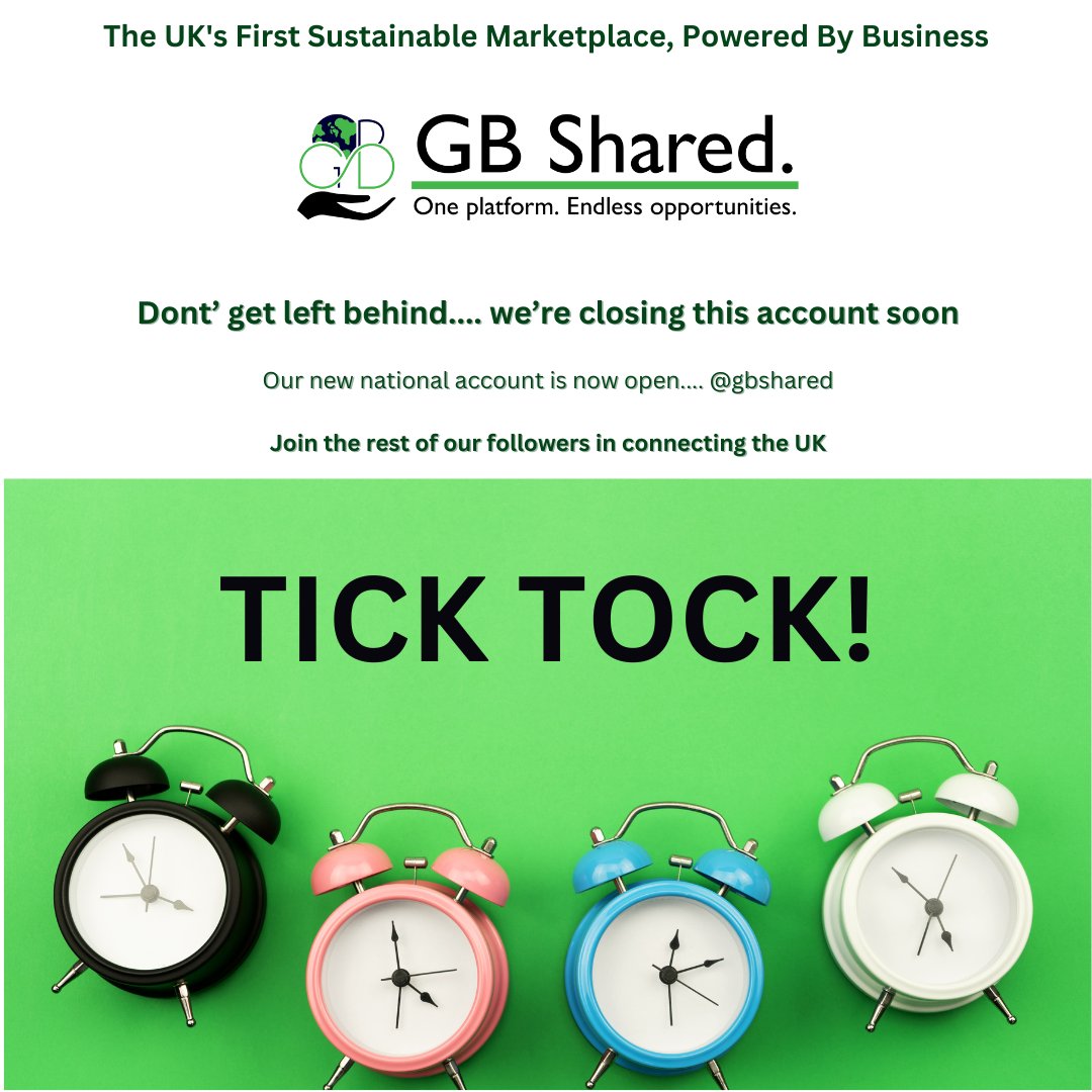 Time is running out if you follow us on here. Our innovation is growing thanks to UK businesses... We'll be closing this page soon, re-follow us @gbshared and be part of our national journey instead! gbshared.co.uk/?utm_campaign=…