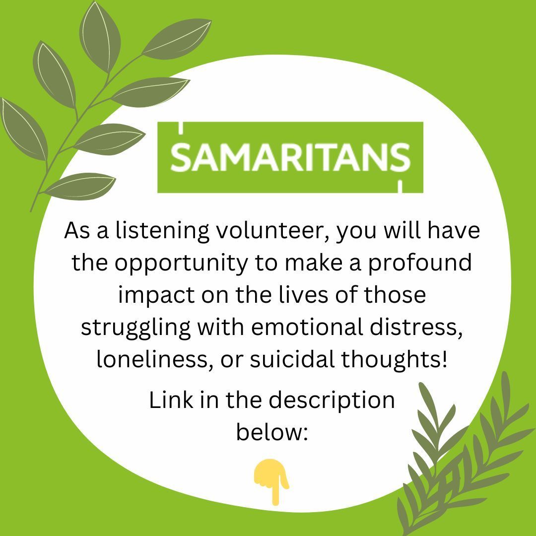 Samaritans provide emotional support to anyone in emotional distress, struggling to cope, or at risk of suicide throughout the UK and Ireland. Find out how you can get involved here: buff.ly/4a0yKtb #IamBCU #BCUVolunteering