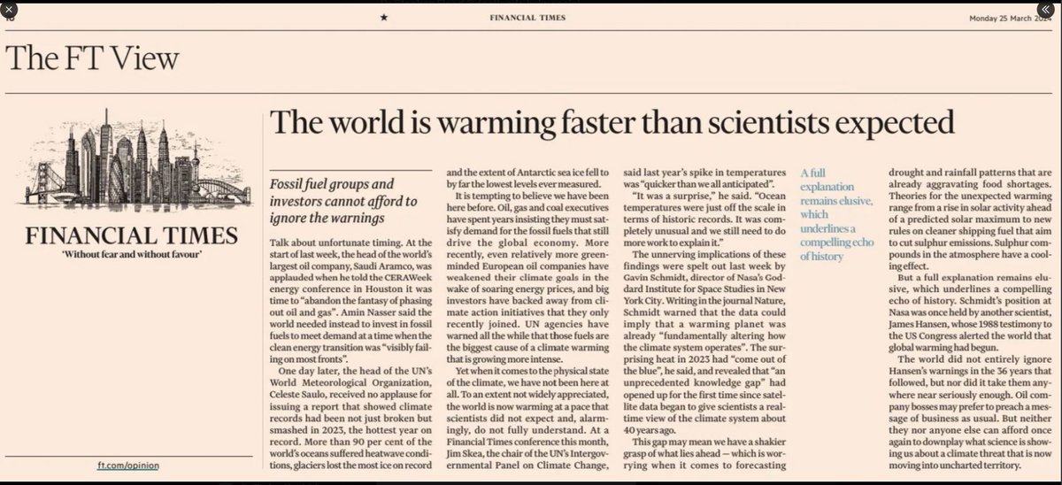 When @FT suggests we should be doing something you know we reached a mainstream #media #tippingpoint The #climate threat is moving into #uncharted territory @EUClimateAction @IPCC_CH @JimSkeaIPCC @IPBES @schipper_lisa @HelenClarkNZ @KHayhoe @MichaelEMann @think_or_swim