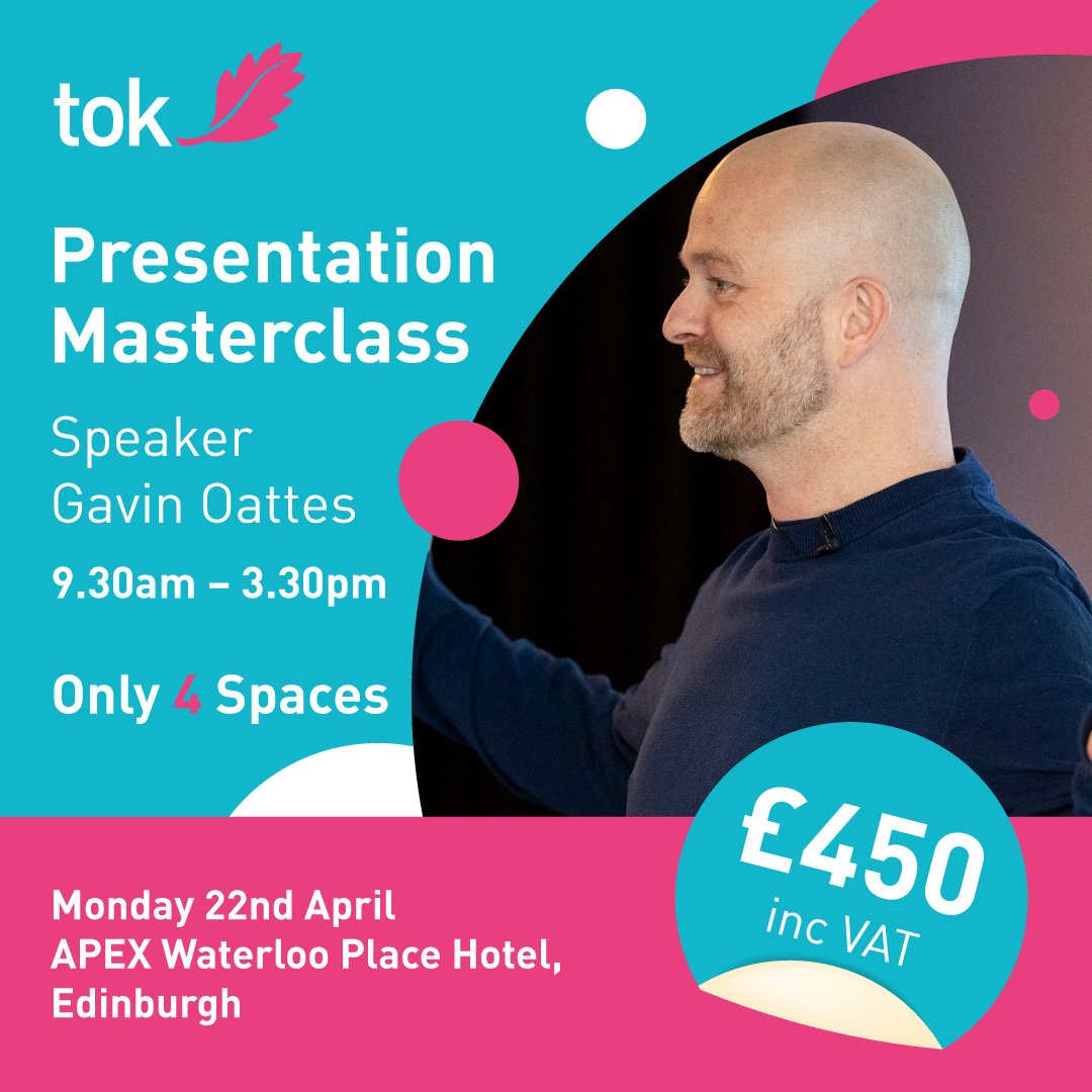 Unleash your public speaking potential with our Presentation Masterclass! Guided by the master himself... Oor very own @GavinOattes, on Monday, 22nd April 2024, from 9:30 AM to 3:30 PM at the Apex Waterloo Place Hotel. Reserve your seat now: 👉 bit.ly/4cuTURU