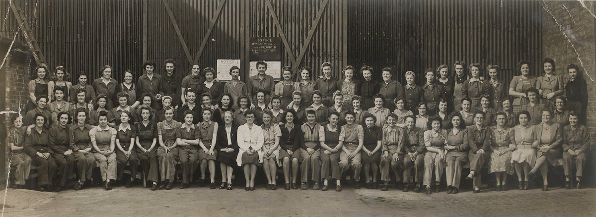 Pictured below are 79 women who worked at Fielding & Platt during the WWII. Daphne Collier was one of these women. To listen her memories of working at the engineering firm, check out the Fielding & Platt heritage website: orlo.uk/4Zfn5 #WomensHistoryMonth