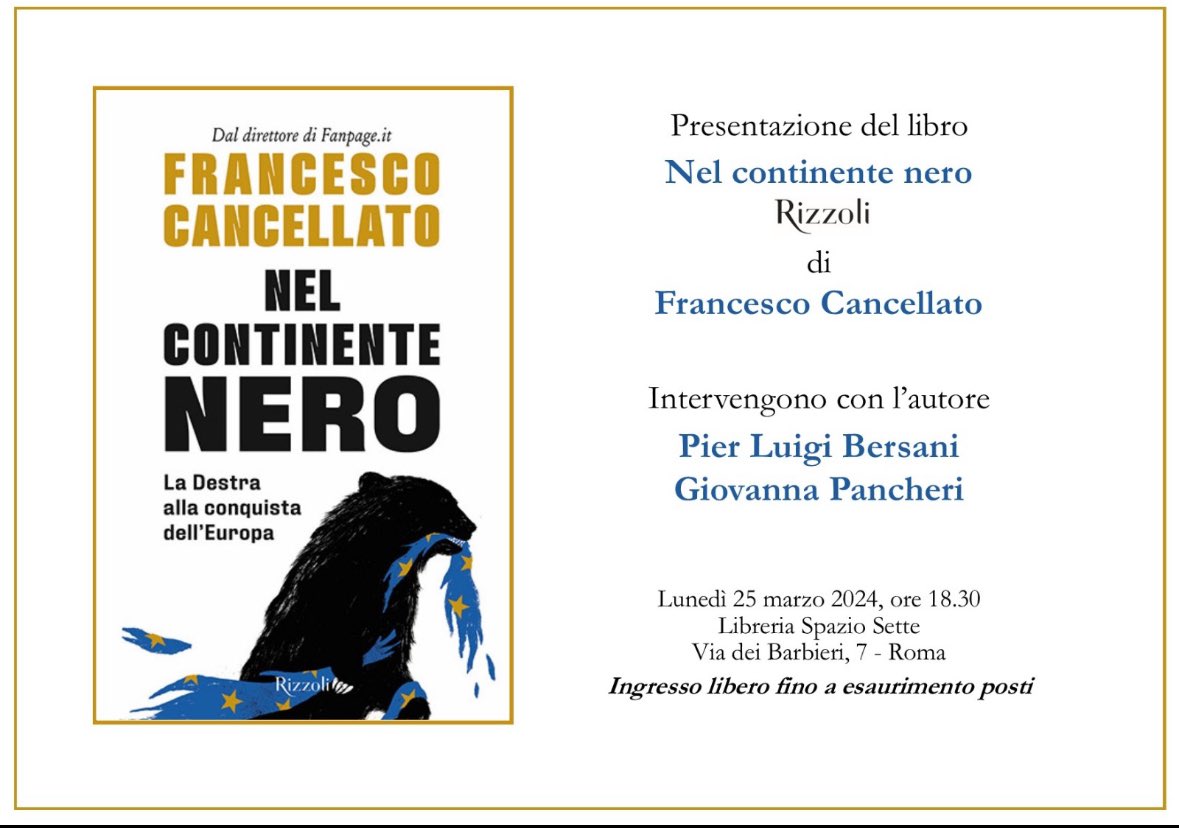 Oggi pomeriggio a Roma per la presentazione del libro di Francesco Cancellato @fcancellato 👇🏻