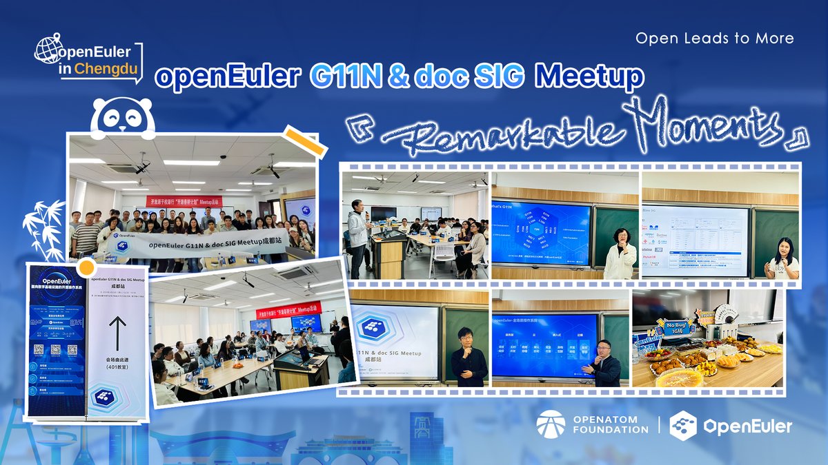 🎉 From insightful discussions to exciting collaborations, #openEuler G11N & doc #SIG Meetup in #Chengdu was a blast! Looking forward to creating more connections in the near future.
#openEulerMeetup #opensource #documentation #globalization