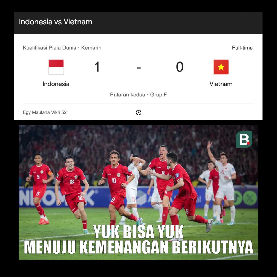 Keren sih indo, semangat terus sampe akhirnya masuk piala dunia!!

#TimnasDay #TimnasIndonesia #indonesiavsvietnam #menang #egymaulana #kualifikasipialadunia jihyo nct tnipolri