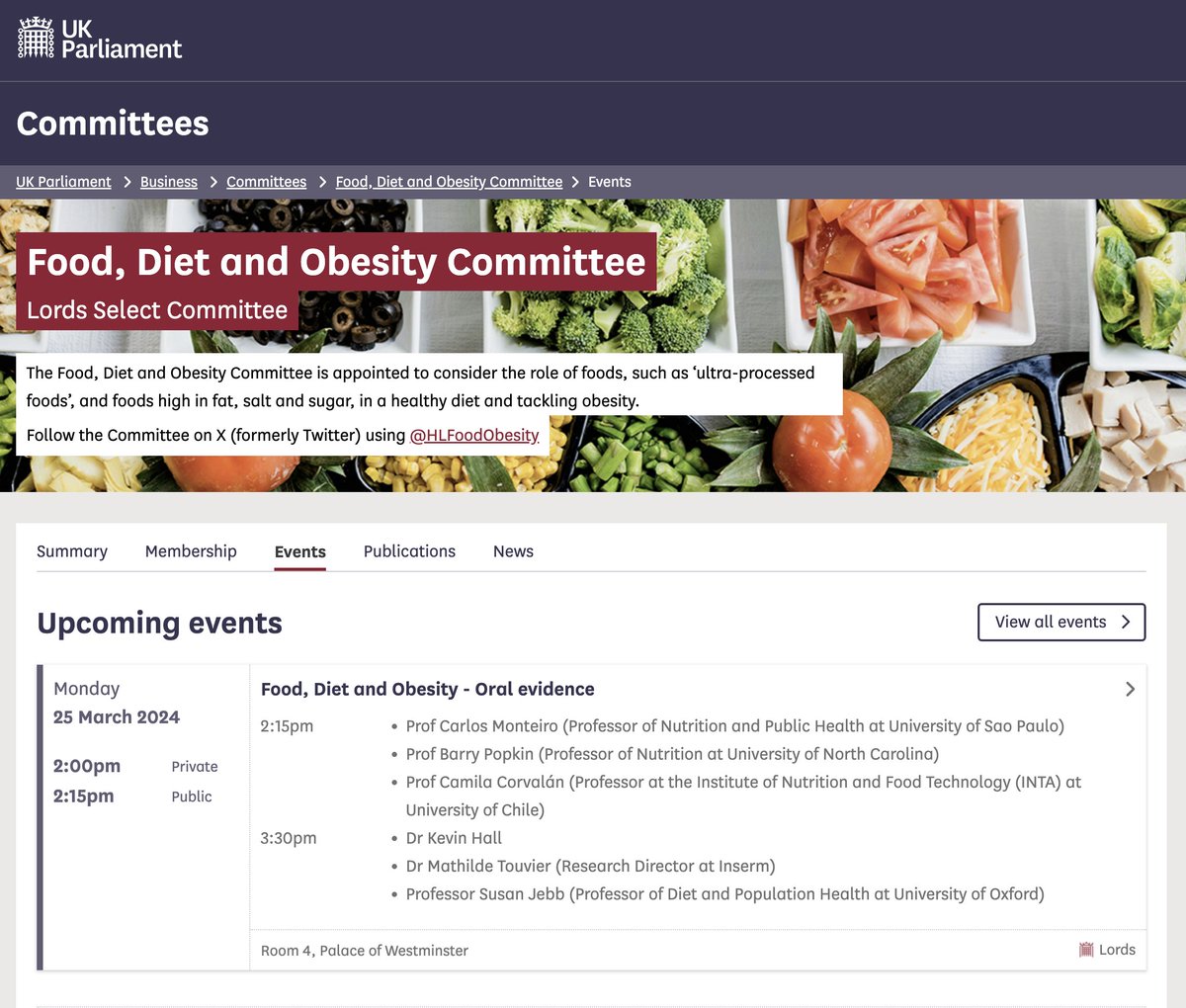 TODAY: 2pm (UK time) Food, Diet & Obesity incl. Ultra-Processed Food (UPF) evidence session with world-leading experts: 🗣️ @CMonteiro_USP 🗣️ @KevinH_PhD 🗣️ Prof Barry Popkin @GFRP_UNC 🗣️ Prof Camila Corvalán 🗣️ Prof Susan Jebb 🗣️Dr Mathilde Touvier 📺parliamentlive.tv/event/index/e8…