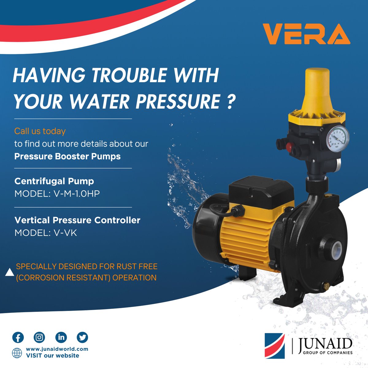 JUNAIDGROUP's tweet photo. "Experience Unmatched Efficiency with Vera Brand Centrifugal Pump &amp; Vertical Pressure Controller! 🌀💧 Elevate your water management system to new heights of precision and reliability. Join us in #AbuDhabi, #Dubai, and across the UAE as we redefine performance in pumping https://t.co/UUBLpSMpNj